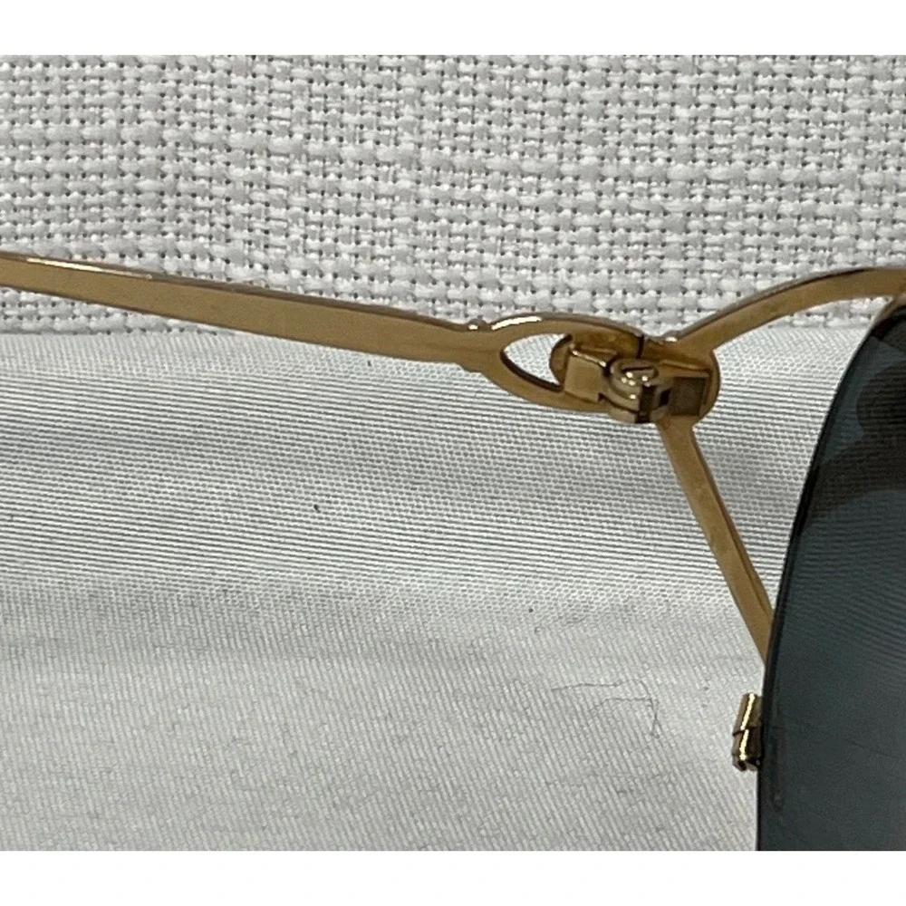 Vintage Gold Metal Oval Sunglasses with Tortoise Temples and Case